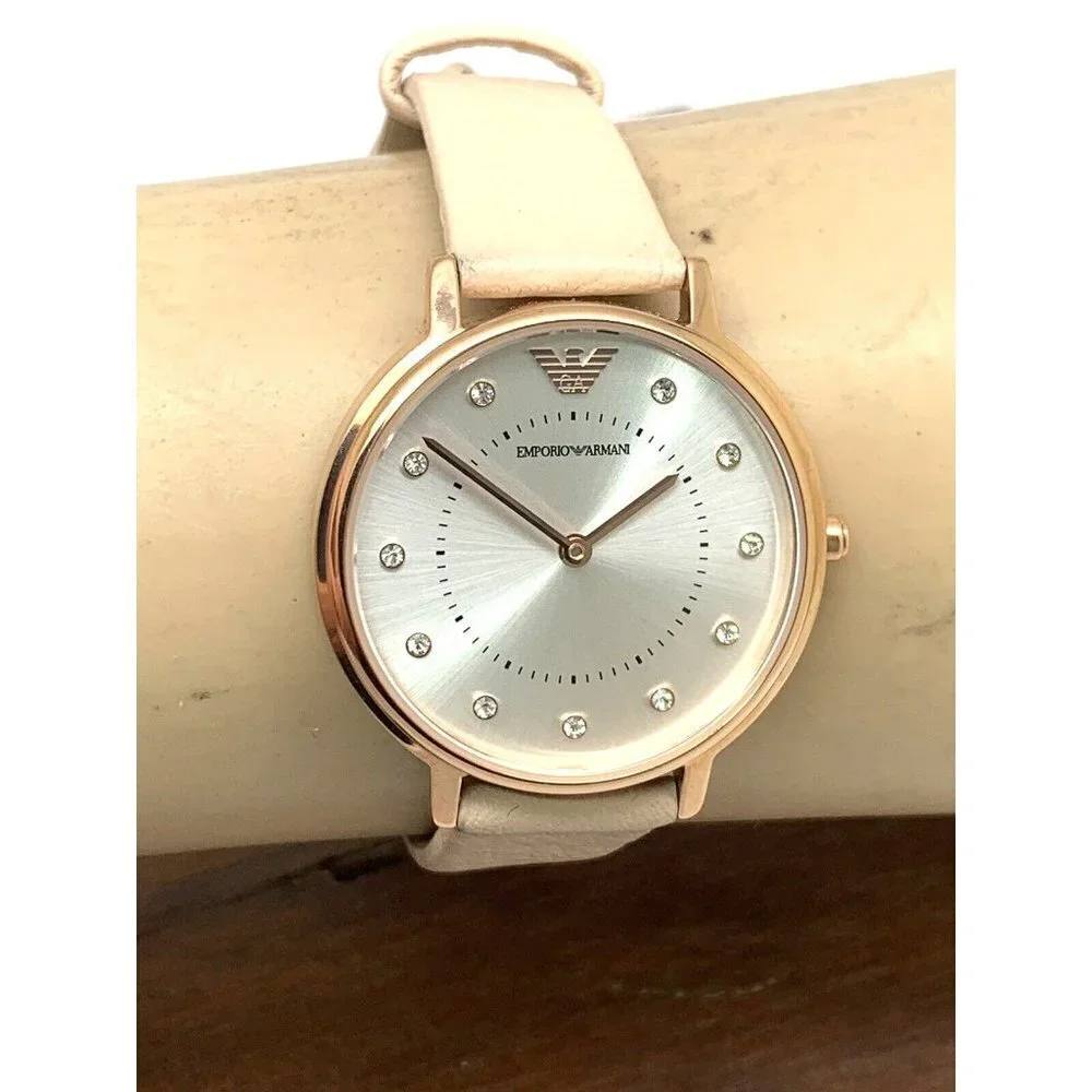 Emporio Armani Women's Watch AR2510 Quartz Rose Gold Nude Leather Strap … - Picture 11 of 14